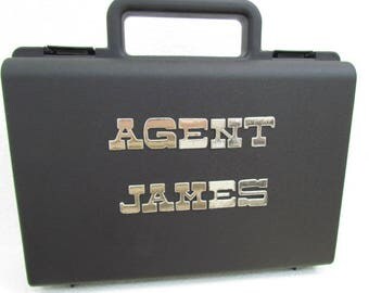Personalized name agent sunglasses passport wedding briefcase for ring bearer box ring security briefcase wedding box silver foil letters