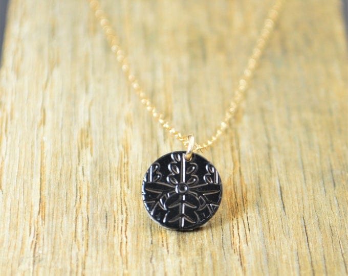 Japanese Coin Necklace, Black Coin Necklace,Coin Art, Japanese Art, Bronze Coin, Japanese, Boho Necklace, Two-Sided,Coin Charm, Charm,Orient