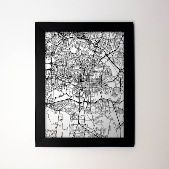 Raleigh North Carolina laser cut street map modern art