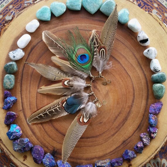 Feather Ear cuff brown earcuff Natural earring