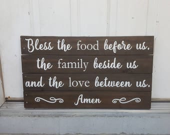 Bless the Food Before Us Sign - Pallet Sign - Christian Sign - Kitchen Sign - Dining Room Sign - Bless the Food - Housewarming Gift
