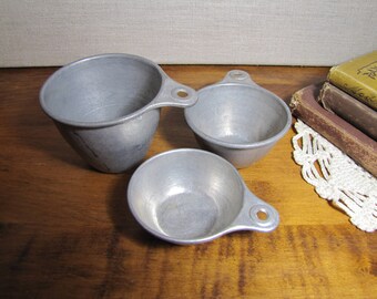 Set of Three Ekco Aluminum Measuring Cups - 1 Cup, 1/2 Cup and 1/3 Cup