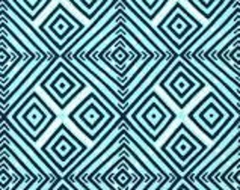 Town Center Geometric from Amy Butler's Violette for Free Spirit Fabrics in Aqua, Black and Ivory - listing for 1 Yard - FWM