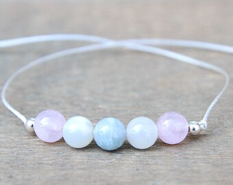 Fertility Bracelet - Wish Bracelet - Trying To Conceive - IVF Bracelet - Aquamarine Bracelet - Moonstone Bracelet - Rose Quartz - Sterling