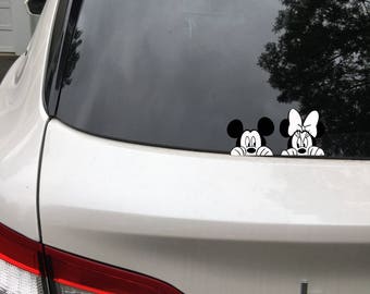 Mickey and Minnie Mouse Peeking Disney Car Decal