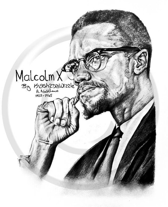 30% off A3 Malcolm X drawing art malcolmx blackart