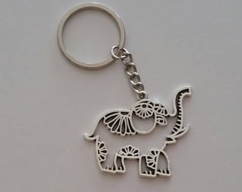 Mandala Elephant Keychain, Elephant Keychain, Elephant Zipper Pull, Good Luck Charm, Hollow Design Elephant Accessory, Gift for Animal Lover