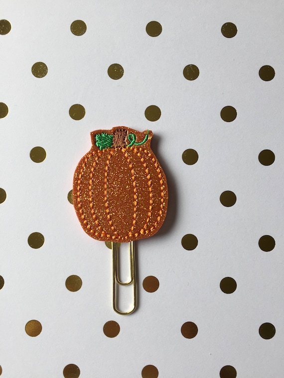 Orange Glitter Pumpkin planner Clip/Planner Clip/Bookmark. Pumpkin planner clip. Fall Planner Clip