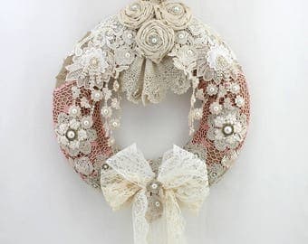 Year Round Door Wreath, Year Round Wreath, Door Wreath, Burlap Door Wreath, Burlap Door Hanger, Shabby Chic Wreath, Wall Wreath, Home Decor