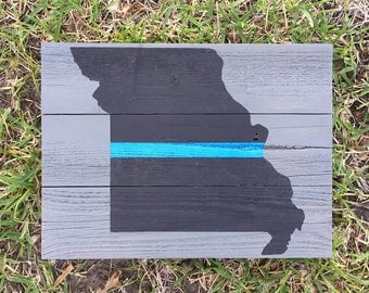 Back the Blue sign Missouri home state blue line support police officers first responder police support got your six law enforcement gift