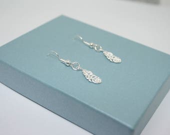 Small Feather Earrings, Silver Feather Earrings, Sterling Silver Feather Earrings, Dangle Earrings, Gift For Her, Boho Earrings
