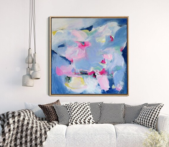 Original Art Blue Abstract Painting Abstract Canvas