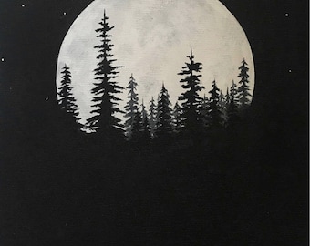 Pine tree painting | Etsy