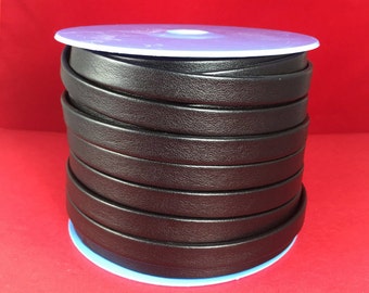MADE in EUROPE 24" black folded leather cord, 10mm flat leather cord (TD10NEG)