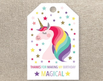 Unicorn Favor Tags - Unicorn Favour Tags - Printable Favour Tags - Unicorn Birthday Tags - Unicorn Thank You Tags