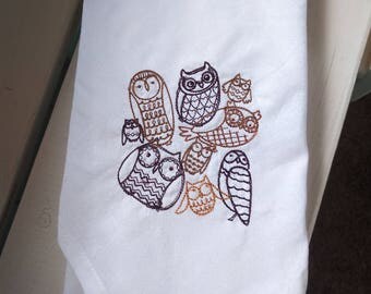 Hipster Owls Dishtowel PREMIUM Flour Sack