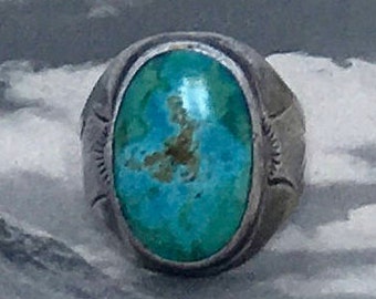 Navajo Sterling Silver and Turquoise Native American Ring Sz 9