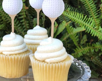 Golf Ball Cupcake Toppers- Golf Cupcake Toppers- Golfing Party Decorations- Ball Themed Party- Sports Birthday - Golf Baby Shower