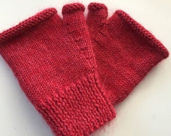Luxury hand knitted fingerless mitts - size S/M