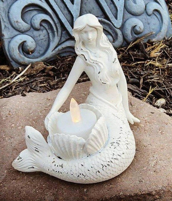Mermaid Decor Candle Holder Housewarming Gift Nautical