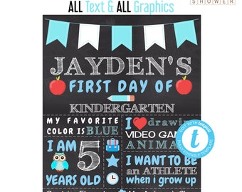 First Day of School Chalkboard, 1st Day of School Template, Reusable, ANY AGE & GRADE, Kindergarten Back to School Sign 16x20 8x10, bts