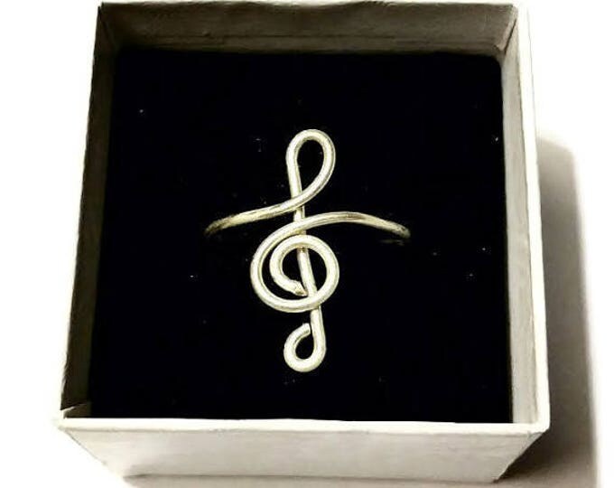 Treble Clef Ring, Sterling Silver Music Ring, Copper Treble Clef Ring, Gift for Musicians