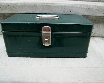 Vintage Climax Tackle Box Mid Century Metal Box Green Tackle Box Climax Tool Box Utility Metal Box Fishing Tackle Box Industrial Box