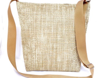 Tan Shoulder Bag // Lightweight Travel Bag // Casual Minimalist Bag // Cross Shoulder Strap // Vegan shoulder bag