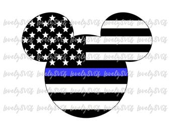 Mickey Thin Blue Line - Studio3 & SVG File - Instant Download - Silhouette Cricut
