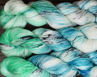 Sock Yarn - OOAK - "Fresher Air" - Merino / Nylon - Hand Dyed - 100g