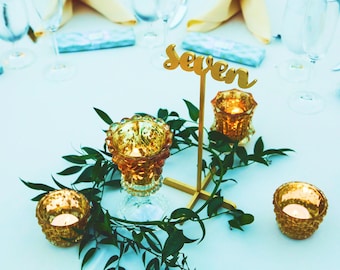 Table Numbers with base.Table Numbers.Gold Table Numbers. Wedding Table Decor.