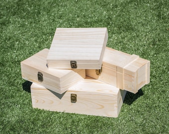 Wood Memory Box, Keepsake Box, Unfinished Wood Gift Box, Wedding Groomsmen Gift Box, Craft Box, Engrave Personalize Case