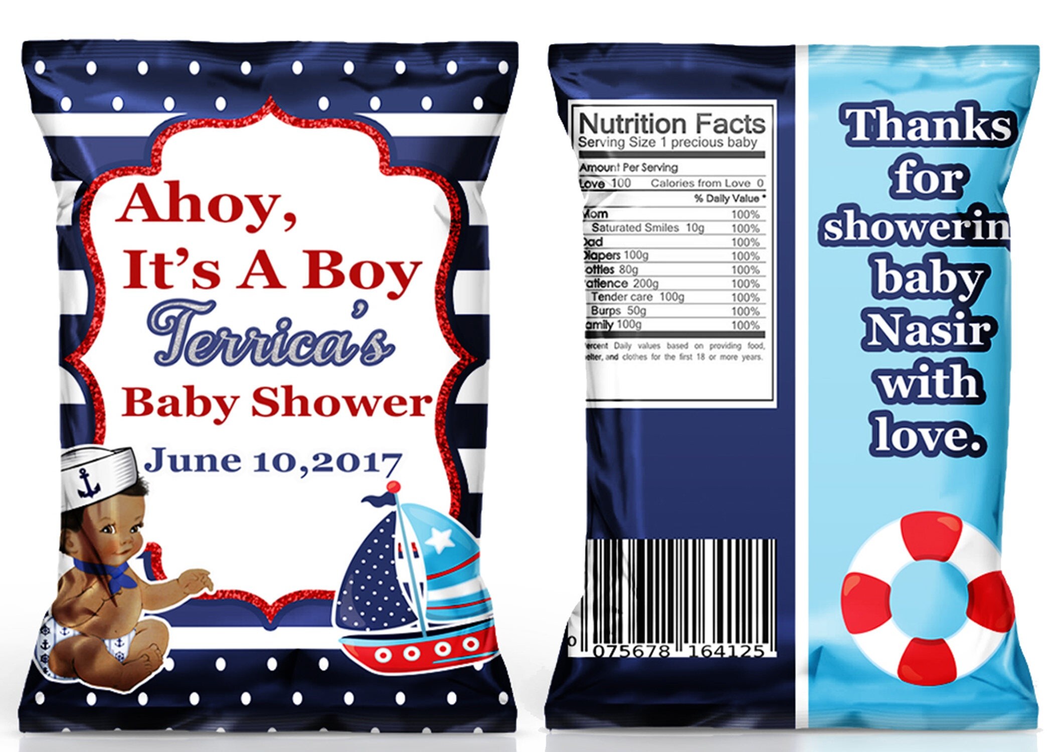 Ahoy It's A Boy Baby Shower chip bag Baby shower favor