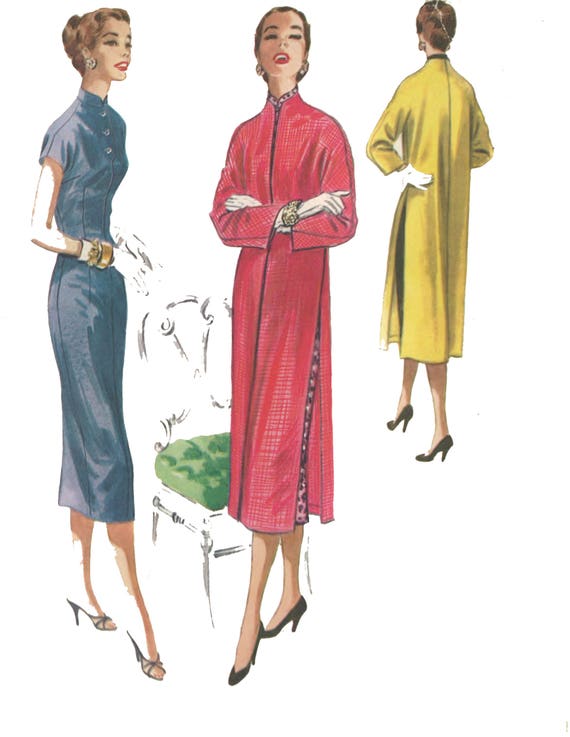 Vintage 1950's Sewing Pattern Mandarin Oriental Dress & Duster Coat 14