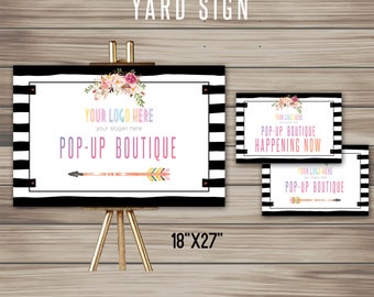 Boho Yard Sign, Instant Download, 8.5" x 11", 18" x 24" , Poster, Digital, Marketing, For Fashion Retailer, home office approved K15L08