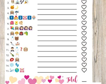 Bridal emoji pictionary bridal shower game bridal pictionary bridal emoji game pink hearts emoji game digital download