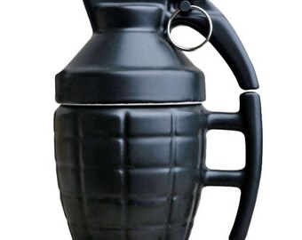 Grenade Coffee Mug, Black Ceramic Grenade Mug,