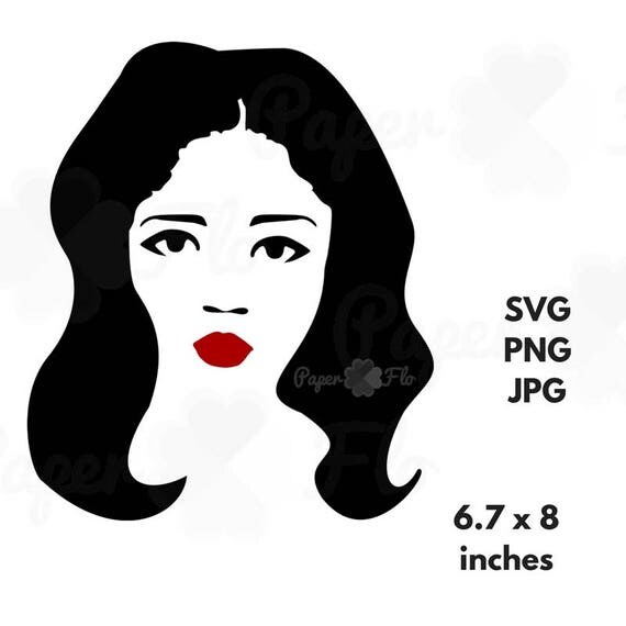 Woman face SVG face svg red lips SVG face clip art long hair