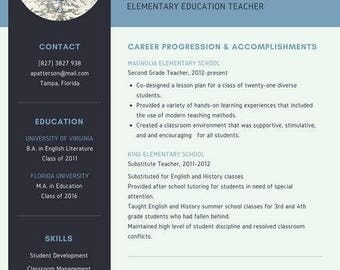 Blue Simple Teacher Resume - PDF Format
