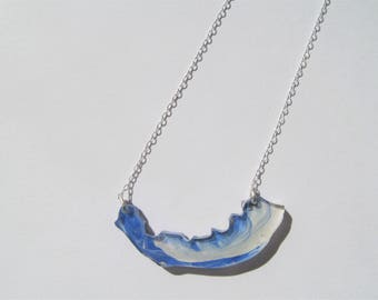 Abstract Acrylic Paint Pendant - Blue and White