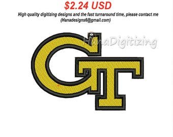 Georgia Tech Yellow Jackets Logo Machine Embroidery Design 4 Sizes