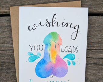 Rainbow loads// best friend birthday card funny bachelorette party gift engagement party bridal shower dick card penis art bachelor gift