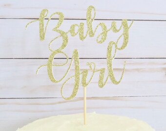 Baby Girl Cake Topper - Baby Shower Cake Topper - Gold Baby Shower Cake Topper - Gold Cake Topper - Girl Cake Topper