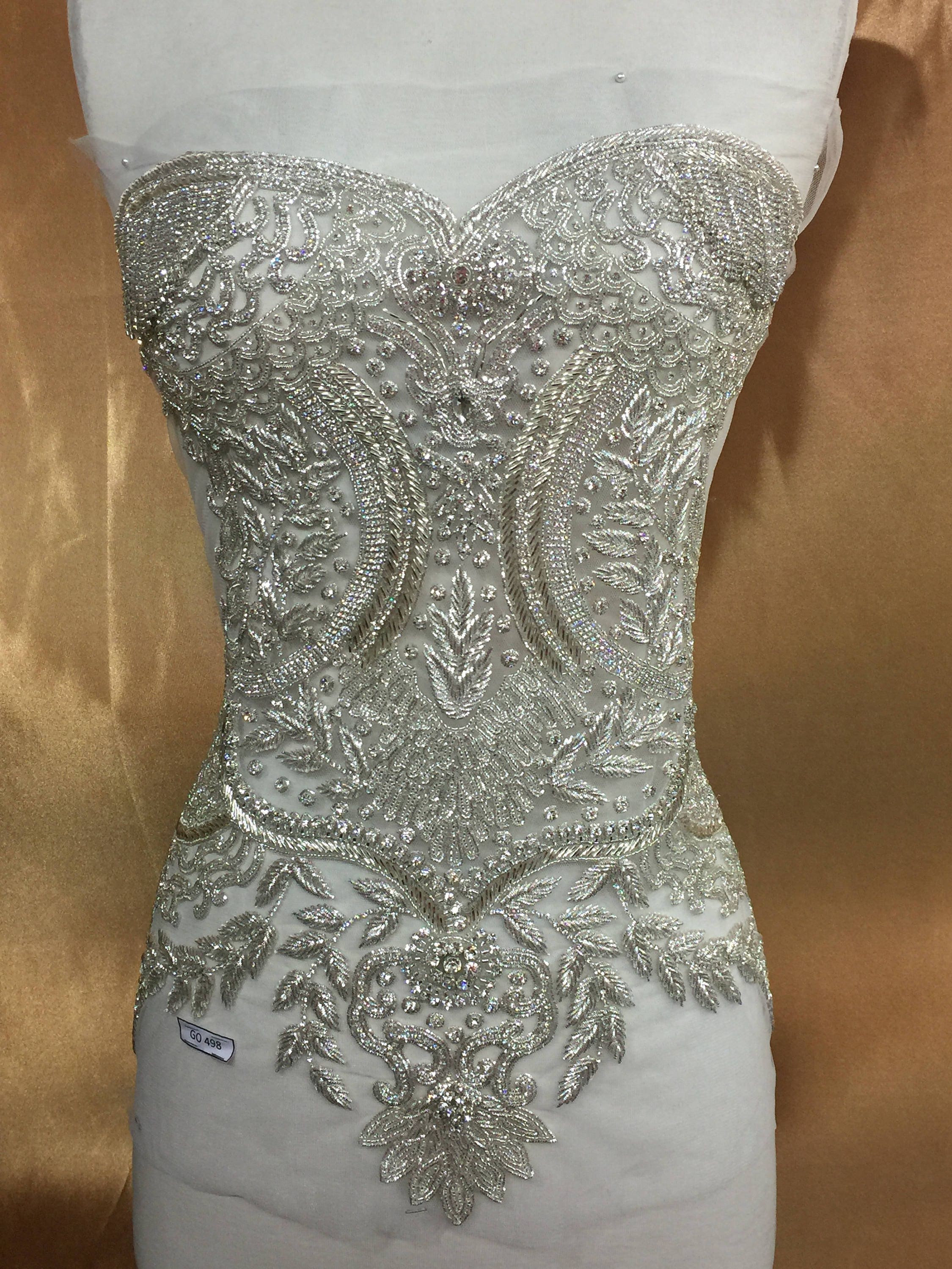 Designer Full Body Rhinestone Applique Beaded Wedding Dress 2176