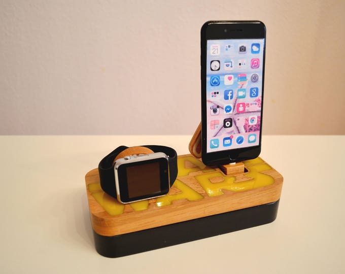 iphone charging station docking station gift Apple Watch charging station Apple Watch station stand IDOQQ edition Star Wars Wood Station