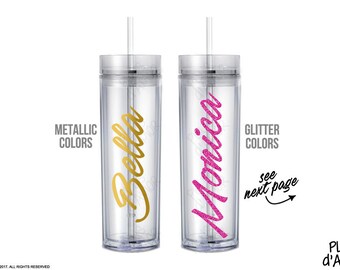 Bridesmaid Gift, Bridesmaid Tumbler, Bride Tumbler - Personalized Skinny Tumbler - Tumbler Set, Bridesmaid reveal (BT014)