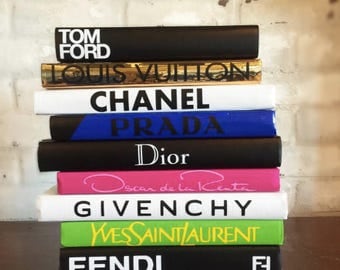 DESIGNER BOOK SET, 10 Books, Chanel, Tom Ford, Louis Vuitton, Fendi Books, Coco Chanel Book, Luxury Designer Decor, Home Decor, Housewarming