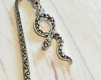 Silver swirl Snake bookmark, snake charm bookmark, Python bookmark, bookmark gift, Snake bookmark, gift, funky gift, silver snake bookmark,