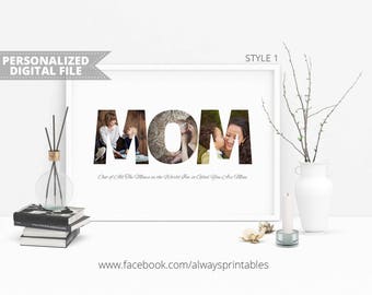 Custom MOM Photo Collage, Personalized Photo Collage, Gift For Mom, Birthday Gifts For Mom, Mothers Day Gift, Unique Gift, Digital File