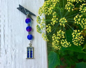 Blue Police Box - Car Diffuser - Car Vent Charm - Galaxy Beads - Outer Space - Car Vent Clip - Geek Gift - Nerd Gift - Car Accessories